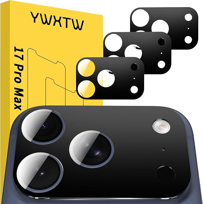 YWXTW [0 Bubbles for iPhone 17 Pro Max Camera Protector, Full Coverage Tempered by YWXTW