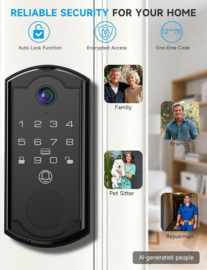 syndesmos Smart Door Lock with Camera, Fingerprint Keypad Deadbolt, APP Remote - Image 7