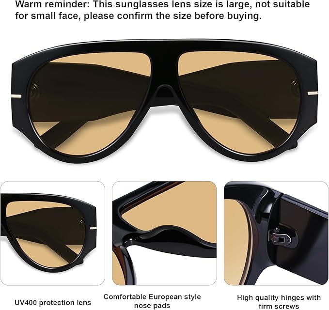 Oversized Retro Aviator Sunglasses - Image 5