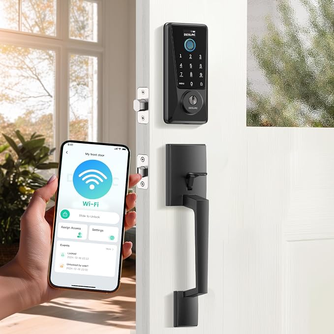 DESLOC Smart Lock D110 Plus, WiFi Fingerprint Smart Front Door Lock by DESLOC