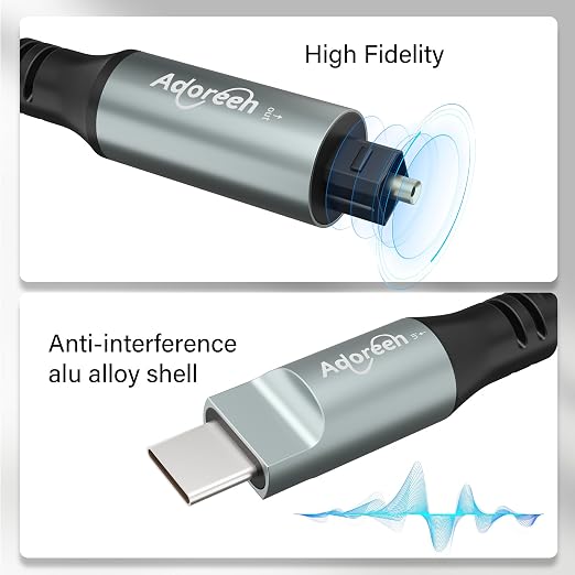 Adoreen Unidirectional USB C to Toslink Digital Optical Audio Cable 6 Ft - Image 4