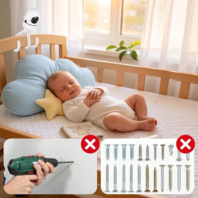 Tripod Baby Monitor Mount for HelloBaby HB6550/ HB6560/ HB65/ HB6351/ HB40/ - Image 4