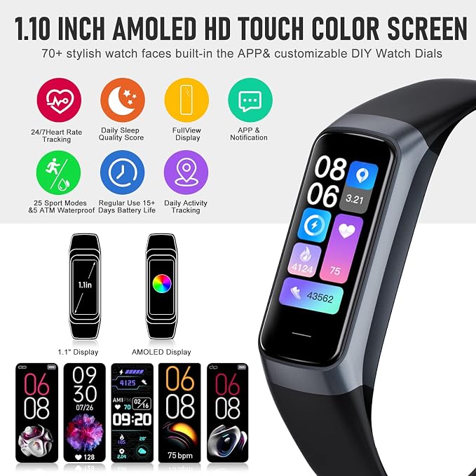 Fitness Tracker with 24/7 Heart Rate, Health Tracker with Step Counter Calories - Image 2