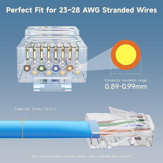 Cable Matters 200-Pack CAT6 RJ45 Modular Plugs, 50µ Gold Plated, - Image 3