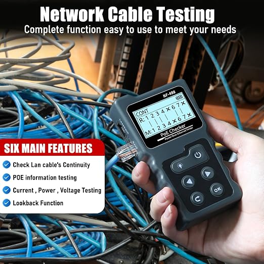NF-488 Network Cable Testers RJ45 Continuity Checking CAT5 CAT6 LAN Ethernet - Image 4