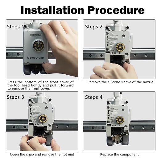 HzdaDeve 4 Pack 0.2MM 0.4MM 0.6MM A1 Mini/A1/A2L Hotend Print Head Hot End Kit - Image 4
