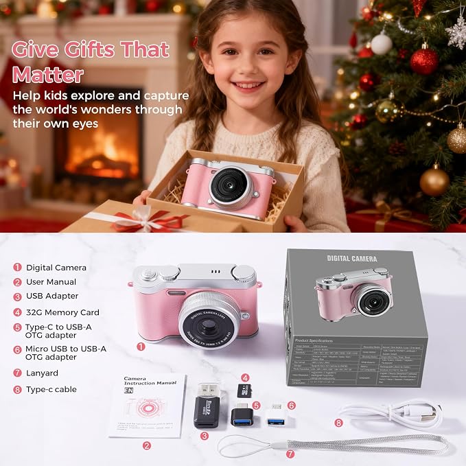 Upgrade Kids Selfie Camera, HD Digital Video Cameras - Image 7
