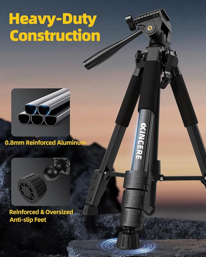 60 Inches Heavy Duty Aluminum Tripod, 0.8mm Thick Laser Level Tripod - Image 2