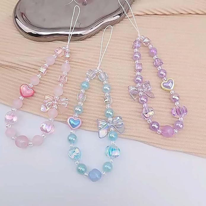 Beaded Phone Charm Lanyard Strap Girly Style Fixed Beads Pearl Lanyards - Image 7