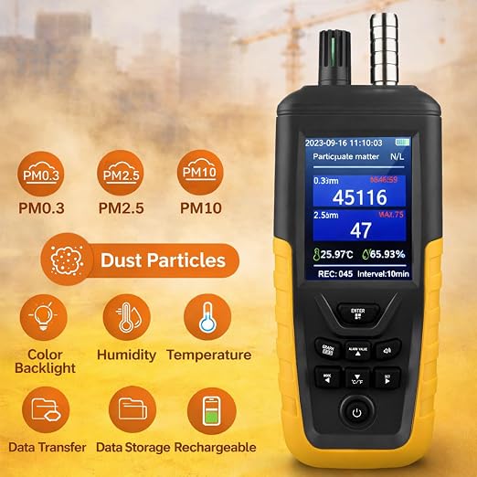 Dust Particle Counter, High Sensitivity 3-Channel PM0.3/2.5/10 um Air Quality - Image 2