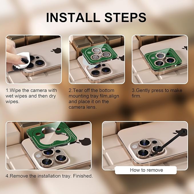 Misea Compatible for iPhone 16 Pro/iPhone 16 Pro Max Camera Lens Protector Bling - Image 7