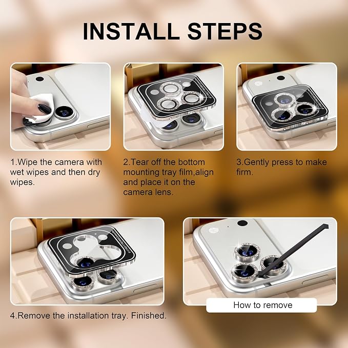 Misea Compatible for iPhone 17 Pro/iPhone 17 Pro Max Camera Lens Protector Bling - Image 7