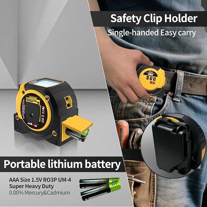 Laser Tape Measure 3 in 1 Laser Rangefinder Tape Measure 131ft Laser Measuring - Image 4