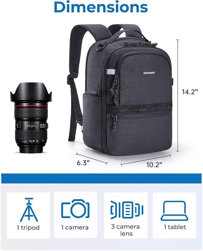 BAGSMART Camera Backpack, DSLR SLR Small Camera Bags - Image 6