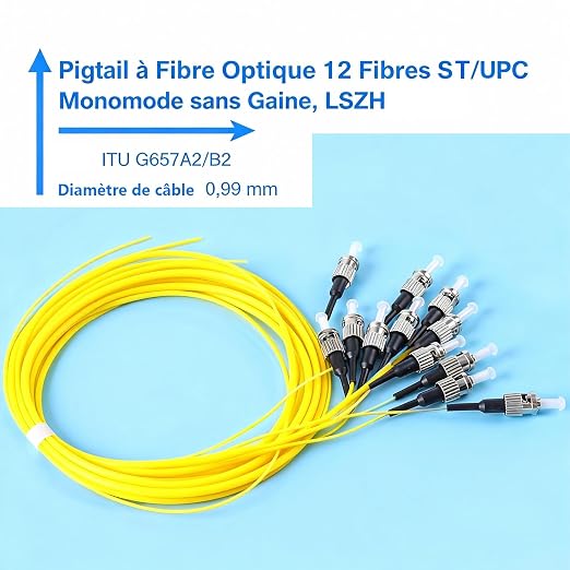 Elfcam® - Fiber Optic Pigtail 12 Fibers Singlemode Simplex ST/UPC 9/125um OS2 - Image 2