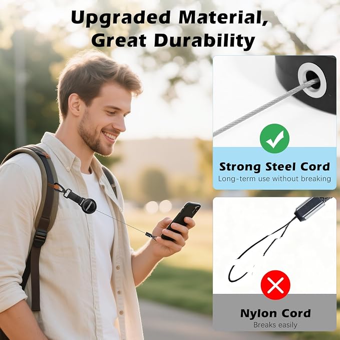 MoKo Anti-theft Phone Tether, Phone Lanyard Retractable Steel Line Cellphone - Image 2