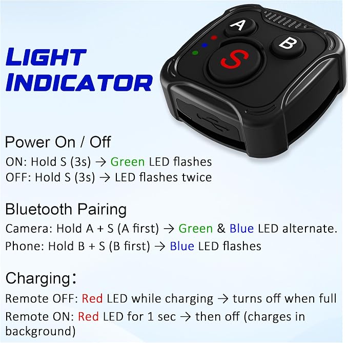 Bluetooth Remote Control for GoPro Hero 13/12/11/10/9/MAX, Insta360 - Image 8