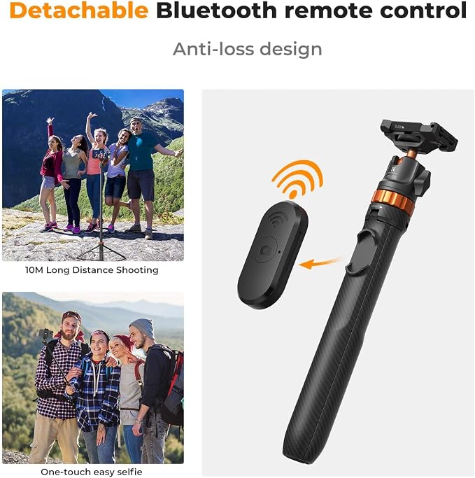 K&F CONCEPT MS08 62'' Phone Selfie Stick Tripod, 2-in-1 Extendable Cell Phone - Image 8