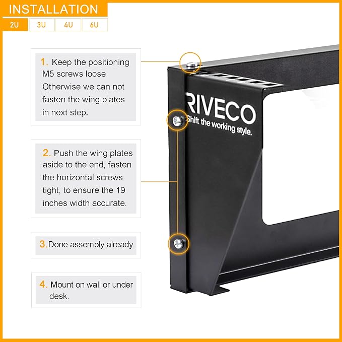 RIVECO 2U Wall Mount Rack for Network| Reinforced Heavy Load 66-99 LBS Small - Image 5