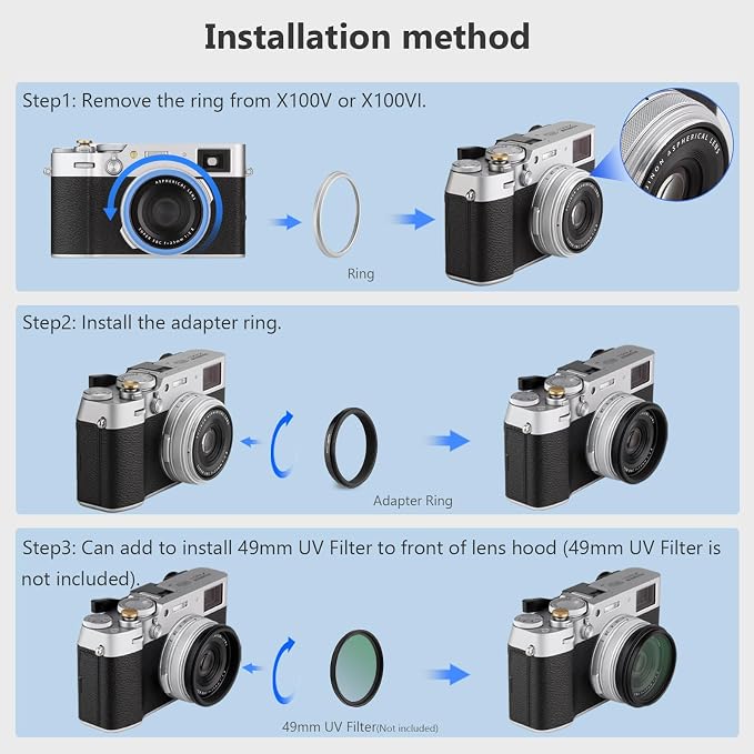 Haoge Lens Filter Adapter Ring for Fujifilm X100VI Fuji FinePix X100V Camera - Image 8