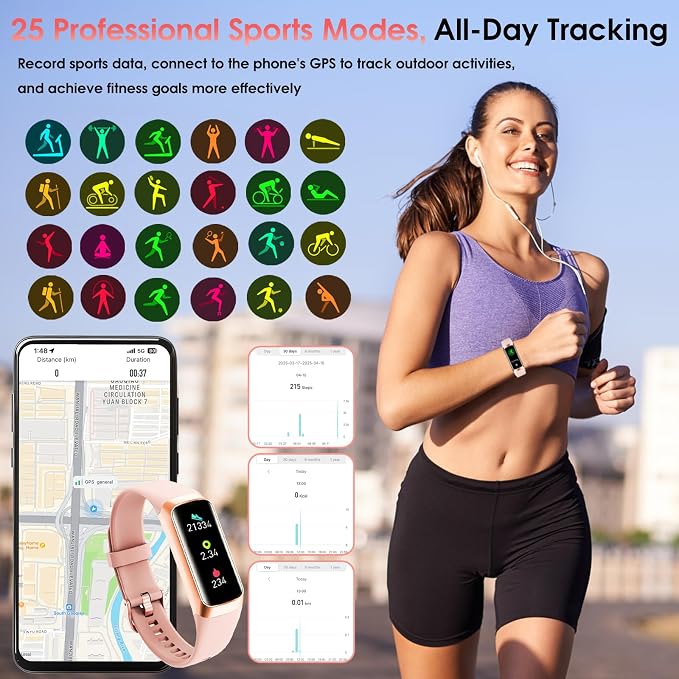 Fitness Tracker, 24/7 Heart Rate Blood Oxygen Blood Pressure Body Temp Monitor - Image 4