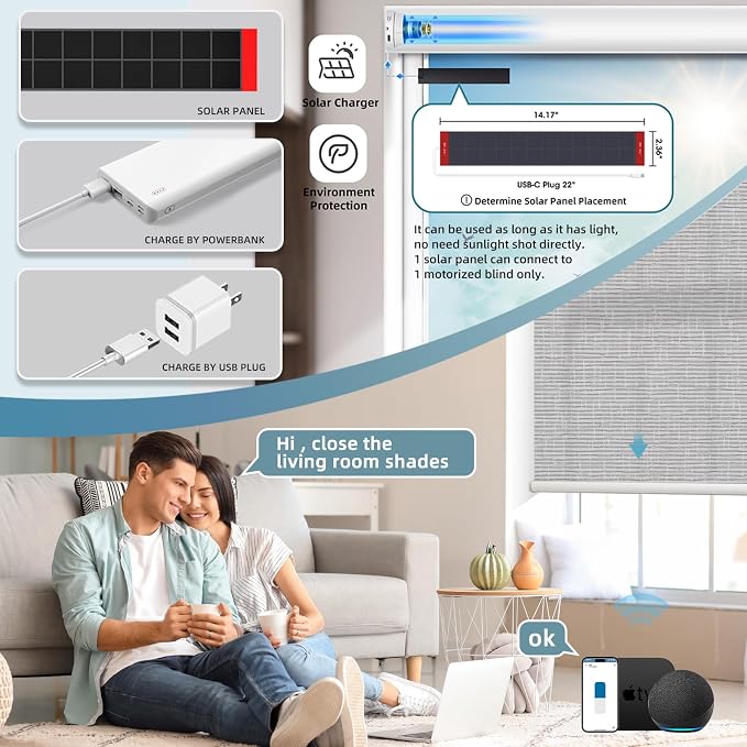 SmartWings 70% Light Filtering Motorized Roller Shades Work - Image 2