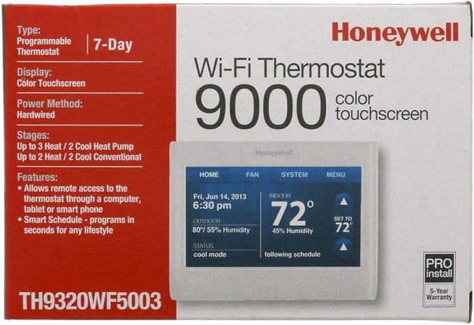 Honeywell TH9320WF5003 WiFi 9000 Color Touchscreen Thermostat, Works - Image 2