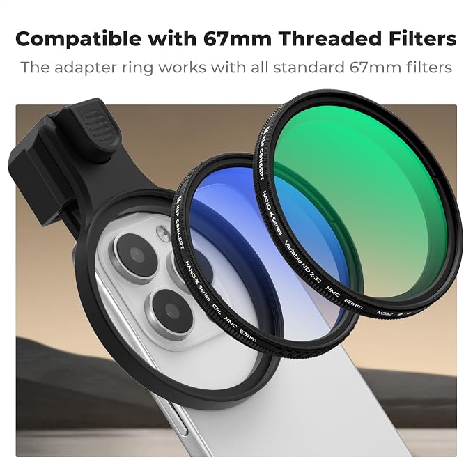K&F CONCEPT 67mm Press-on Phone Lens Filter Adapter, Compatible - Image 3