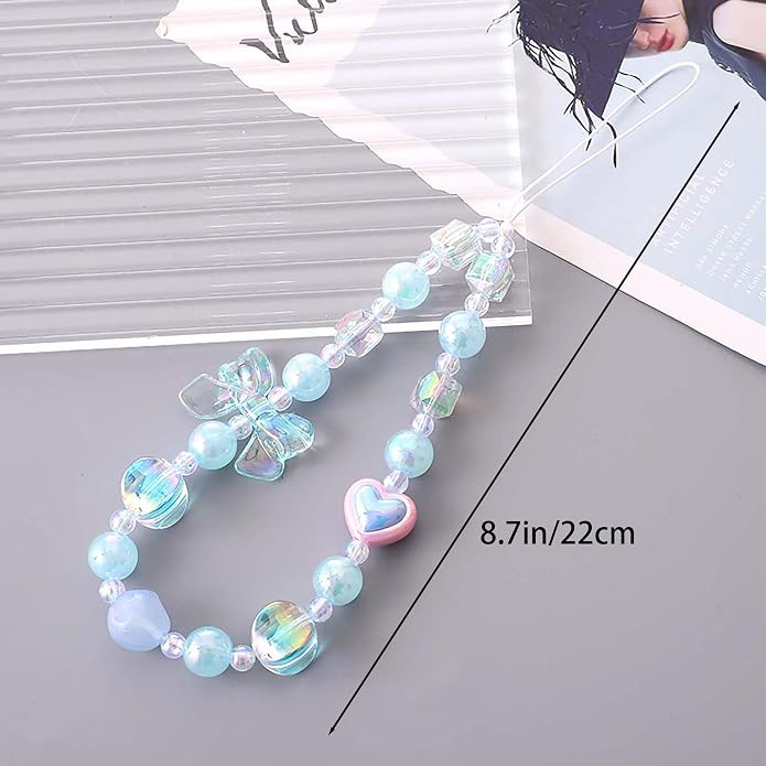 Beaded Phone Charm Lanyard Strap Girly Style Fixed Beads Pearl Lanyards - Image 5