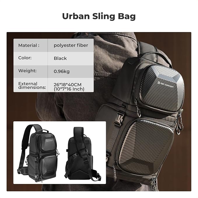K&F CONCEPT Camera Sling Bag Crossbody Bag Hardshell Camera Shoulder Backpack - Image 7