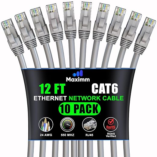 Maximm Cat 6 Ethernet Cable 12 ft by MaximmCable