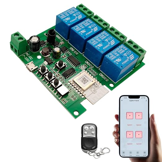 Jane Eyre 4 Channel Tuya Zigbee Smart Switch, Jog/Self-Locking/Interlock Relay by Jane+Eyre