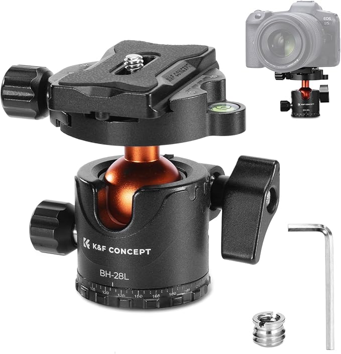 K&F CONCEPT Professional 28mm Metal Tripod Ball Head 360 Degree Rotating by KFCONCEPT