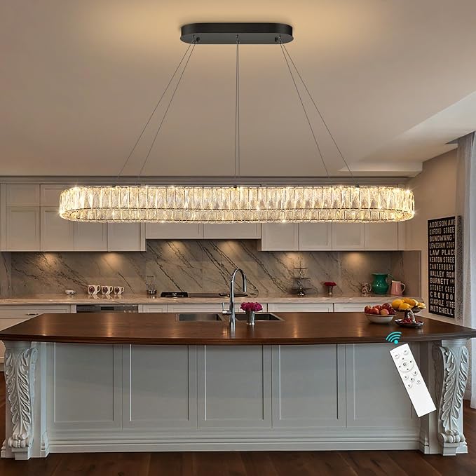 HAIXIANG Modern Crystal Chandelier Dimmable LED Long Chandeliers - Image 3