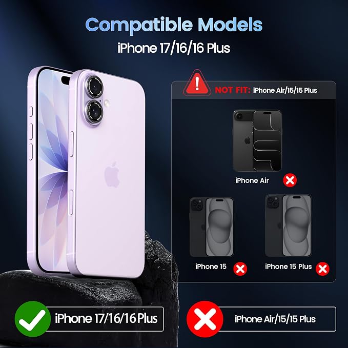 CACOE Camera Lens Protector for iPhone 16/16 Plus/17 - Image 8