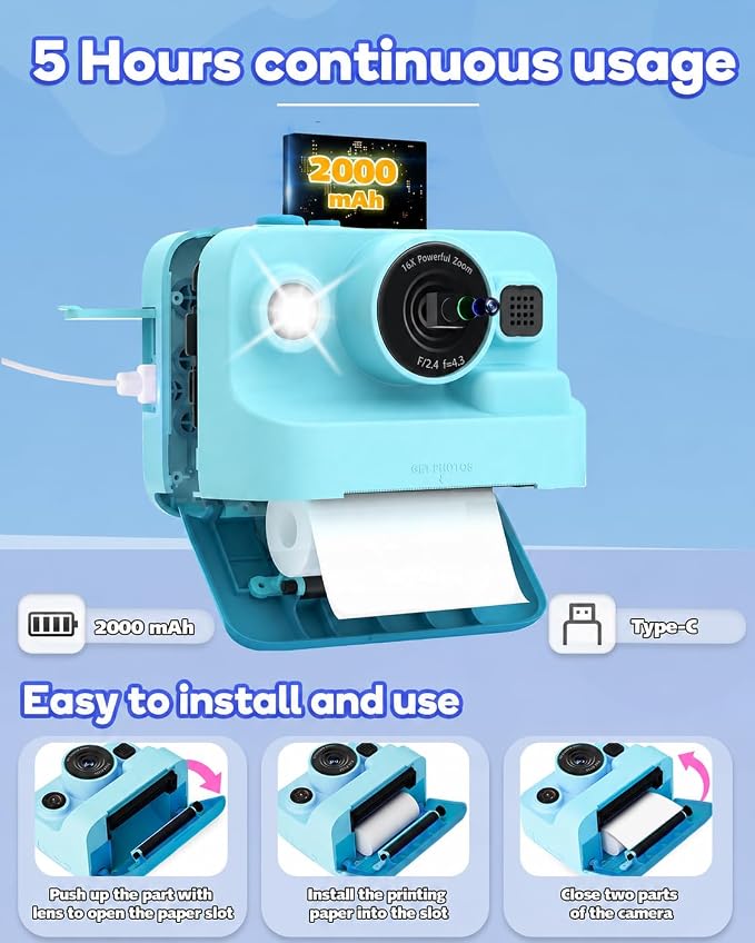Dylanto Kids Camera Instant Print, 1080P Kids Instant Cameras that Print Photos - Image 7