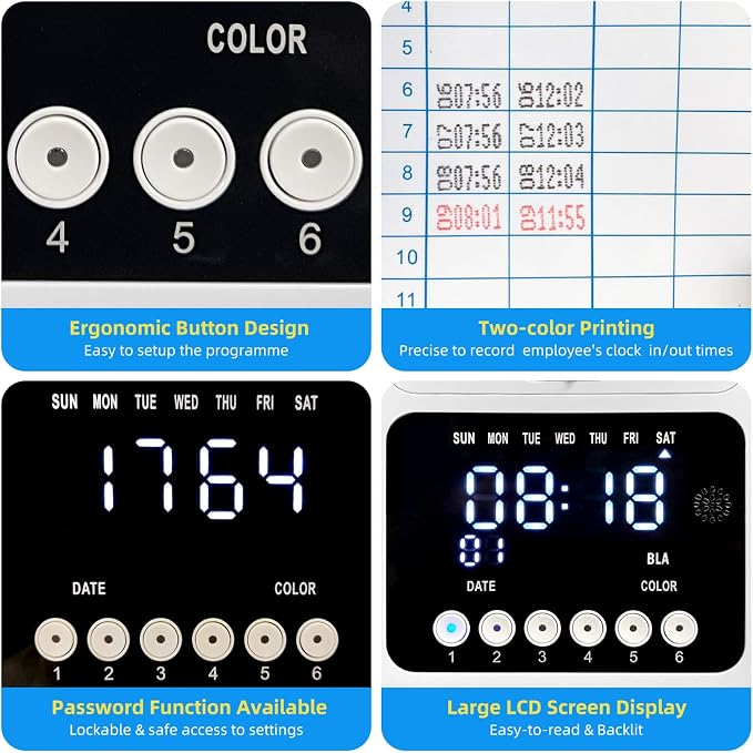 TooCust Time Clock Bundle for Small Business, Passcode Time Clock Punch Machine - Image 3