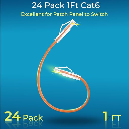 Rapink Patch Cables Cat6/ Cat6a 1ft Slim, Cat6a Ethernet Patch Cable 10G Support - Image 2