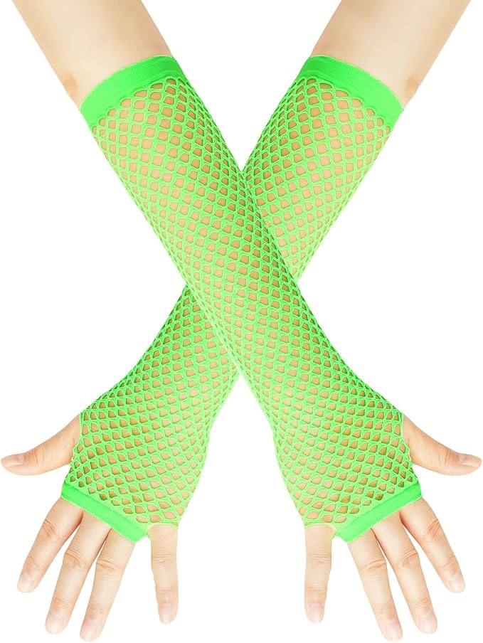 Seeksmile Women's Girls 80's Theme Party Emo Fingerless Arm Fishnet Gloves by Seeksmile