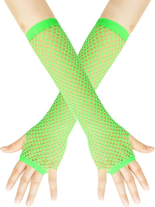 Seeksmile Women's Girls 80's Theme Party Emo Fingerless Arm Fishnet Gloves by Seeksmile