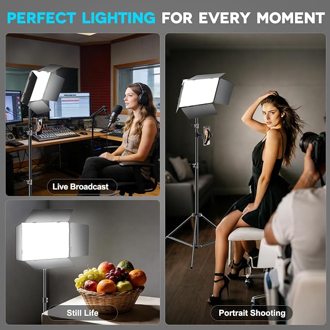 2 Pack LED Video Light Kit 79'' Tripod Light Stand, 30W 3000Lux Photography - Image 7