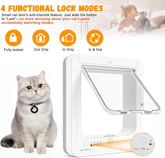 Smart Cat Door for Interior & Exterior, RFID Cat Pet Door - Image 2