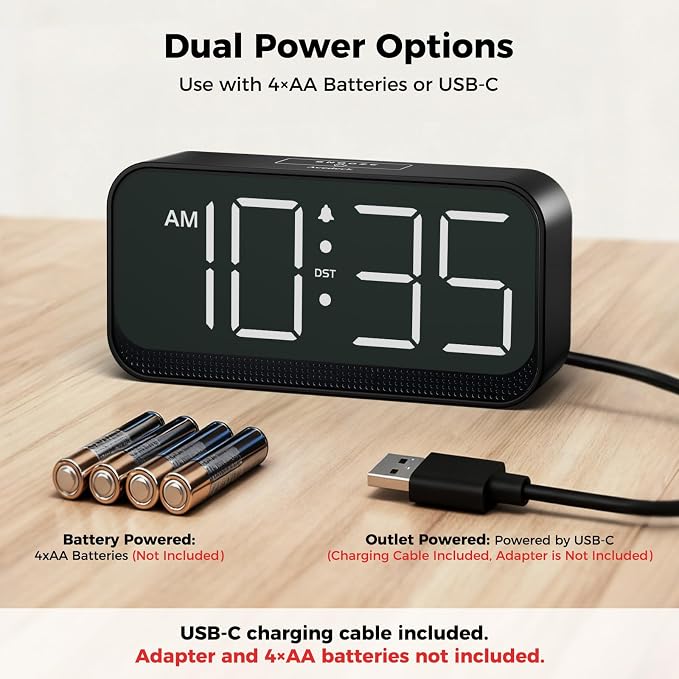 Acedeck Battery Operated Digital Clock: Cordless Small Alarm Clock - Image 4