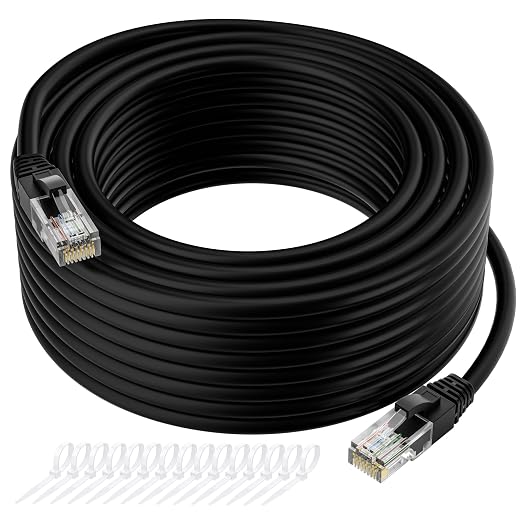 Cat5e Ethernet Cable 50 FT, Long Cat 5e Internet Cable, Standard RJ45 Connector by Kxable