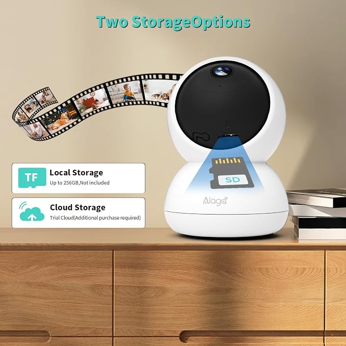 Alaga Indoor Security Camera, 3K 5G and 2.4G WiFi, 360° Pan/Tilt, - Image 8