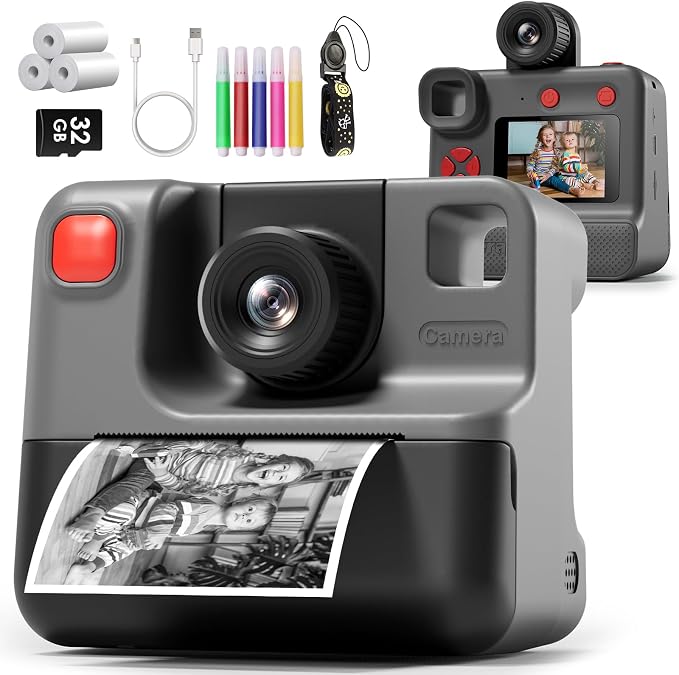 Instant Print Camera for Kids, 1080P Kids Instant Cameras, HD Digital Video by GREENKINDERKidsCamera