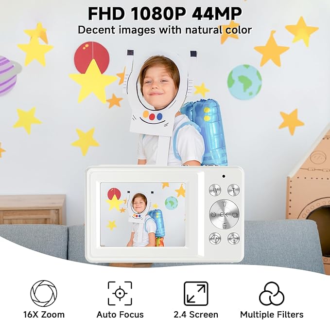 Digital Camera, 44MP Compact Camera, FHD 1080P Point and Shoot Digital Cameras - Image 2