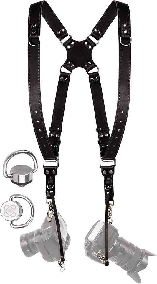 C Coiro Dual Camera Harness Shoulder Leather Camera Strap by CCoiro