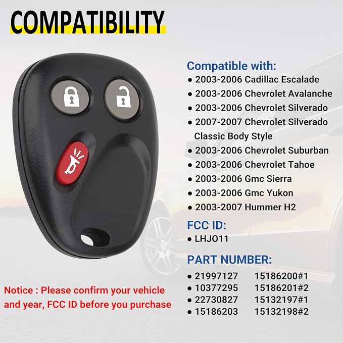 Vurkcy Keyless Entry Remote Key Fob Compatible - Image 2