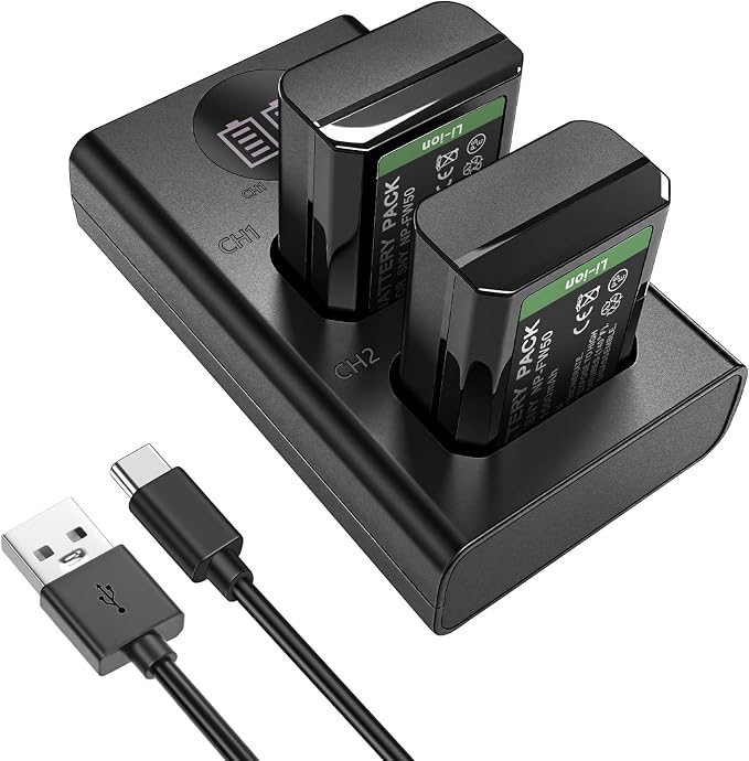 2-Pack NP-FW50 1500mAh Rechargeable Battery, by CAMULTI